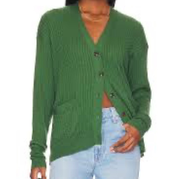 Lands End supima cotton classic grandpa cardigan sweater size large Kelly green - Picture 11 of 12